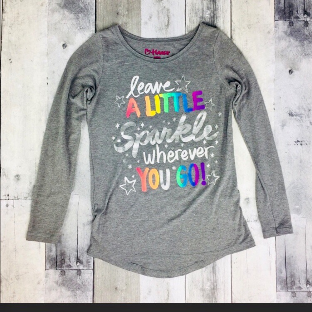 HANES GIRLS Long Sleeve Shirt GIRLS MEDIUM ❤️🌈